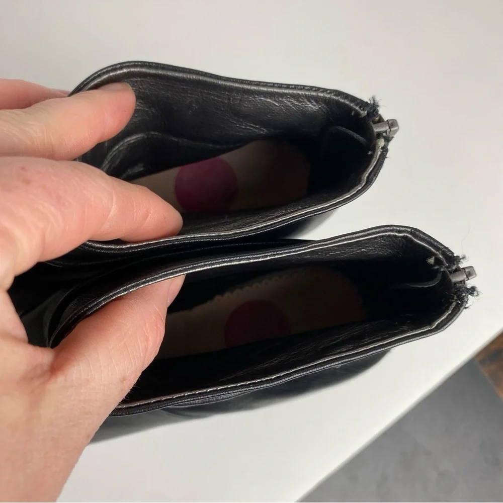 Diesel Black Leather Women's Wedge Booties Size 38/7.5 - Picture 7 of 10